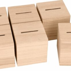 Mini spaarpot blanco hout 6 cm