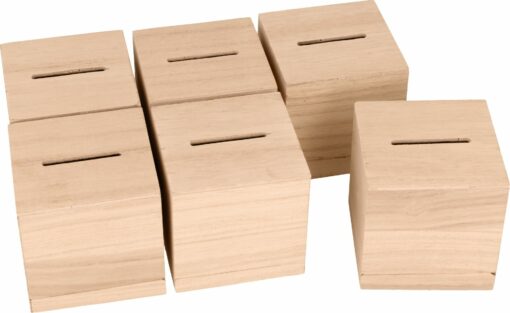 Mini spaarpot blanco hout 6 cm