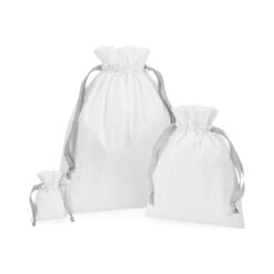 Katoenen cadeau tasjes wit licht grijs