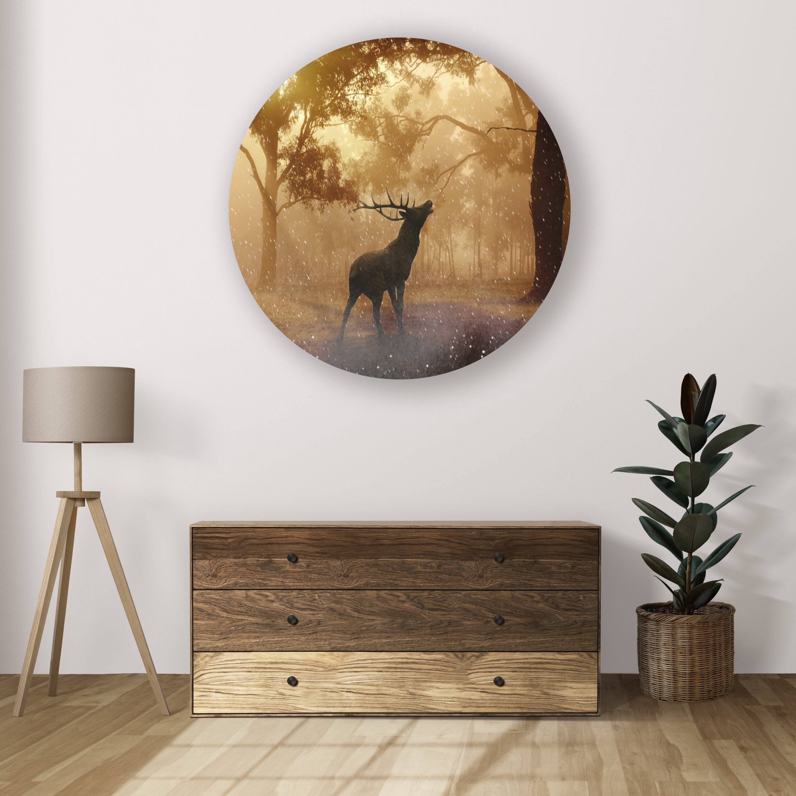Muurcirkel aan de wand met hert