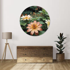 Kleurrijke muurcirkel met zomerse bloemenprint