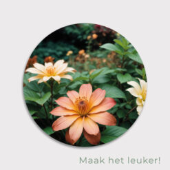 Sfeervolle ronde wanddecoratie bloemen in natuurtinten