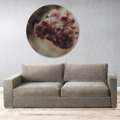 Romantische muurcirkel bloemenprint met zachte tinten