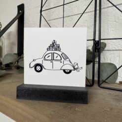 decoratief tegeltje met houder, met auto print en kerst cadeautjes