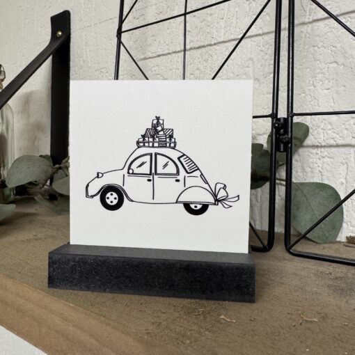 decoratief tegeltje met houder, met auto print en kerst cadeautjes