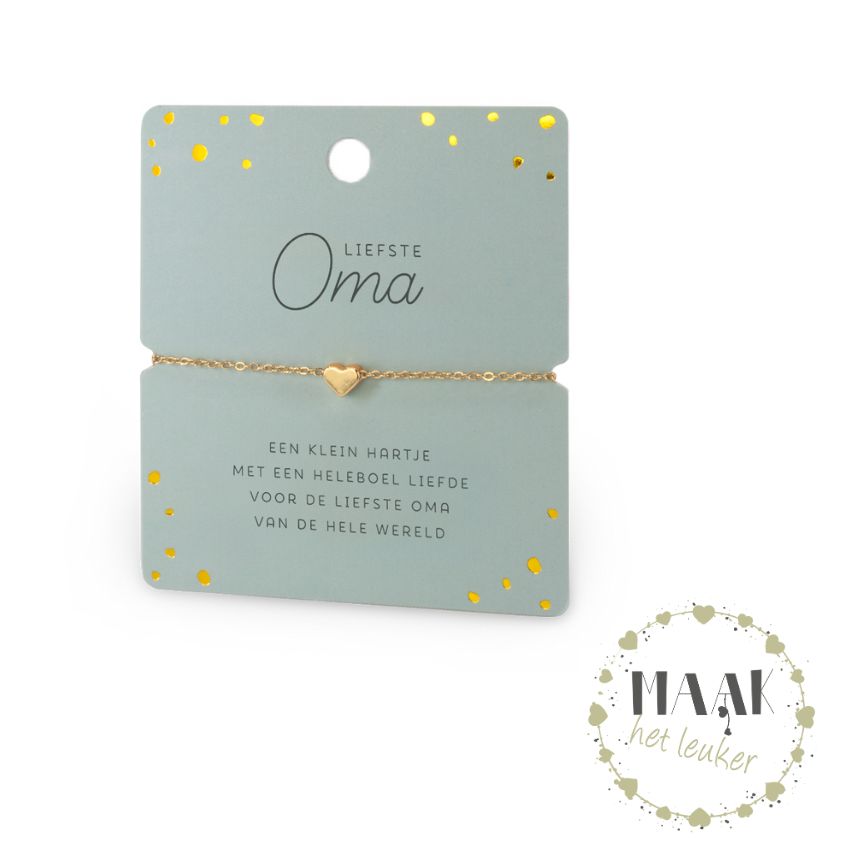 Liefste Oma armband met goudkleurig hartje – betekenisvol cadeau voor oma